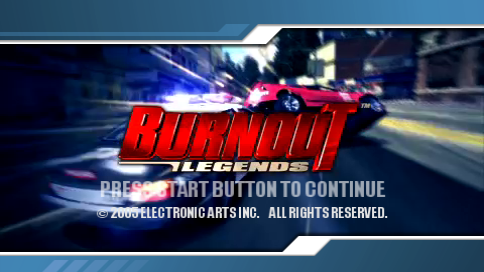 Burnout Legends title screen for PSP